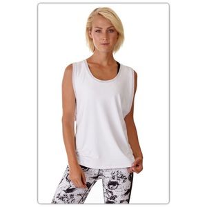 White Athletic Mesh Panel Workout Tank